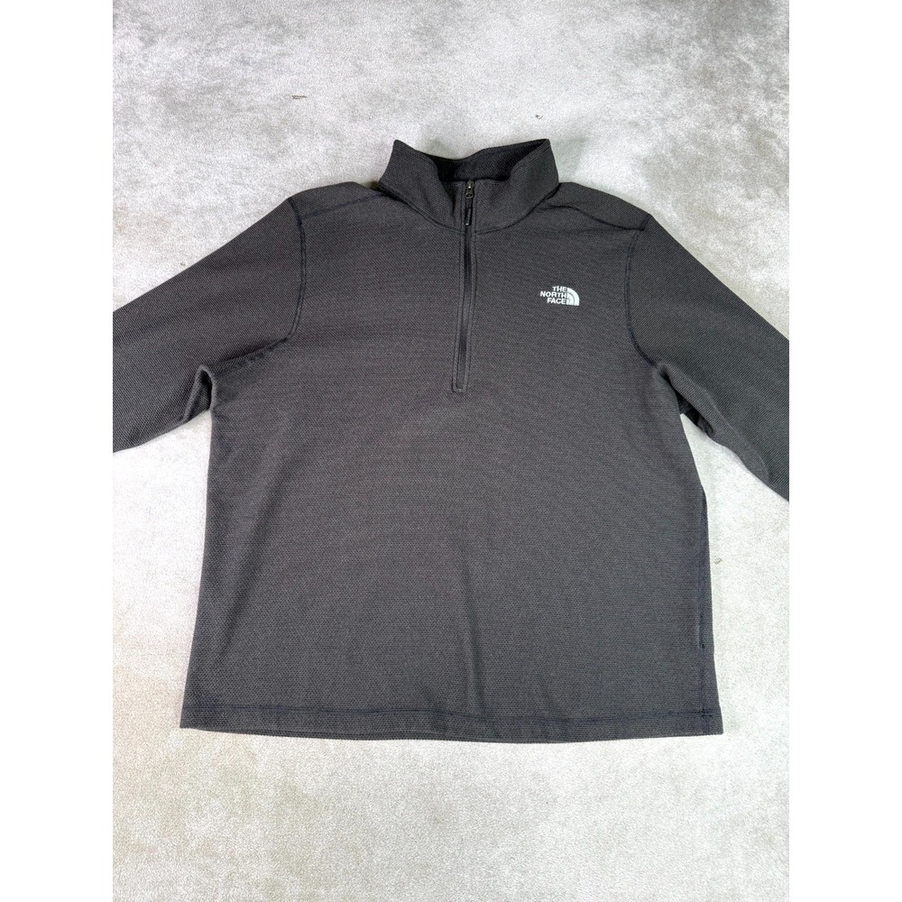 The North Face Dot Knit Thermal Sweatshirt Mens 2XL Black Mock Neck Quarter Zip
